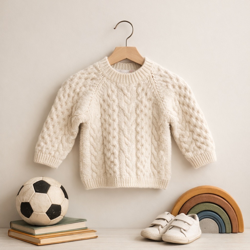 Zara Kids Cream Cable Knit Sweater (122)
